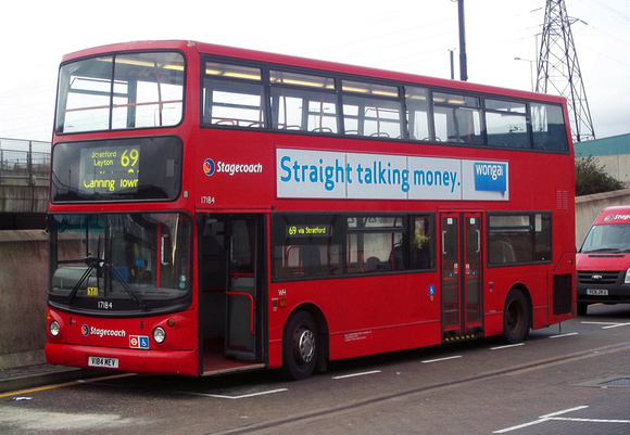 Route 69, Stagecoach London 17184, V184MEV, Canning Town