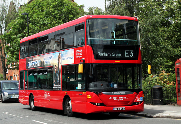 Route E3, London United RATP, SP149, YP59OEH, Turnham Green