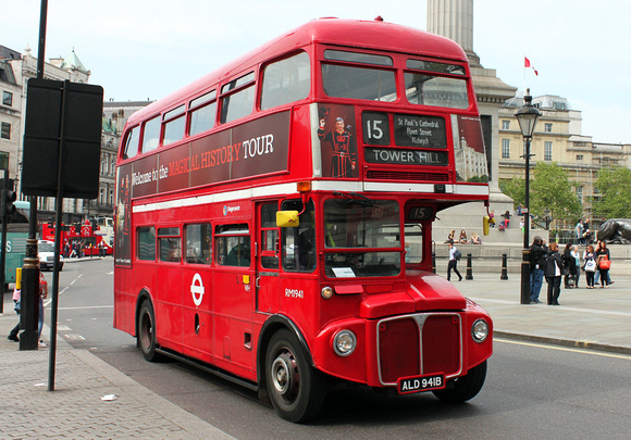 Route 15, Stagecoach London, RM1941, ALD941B, Trafalgar Square