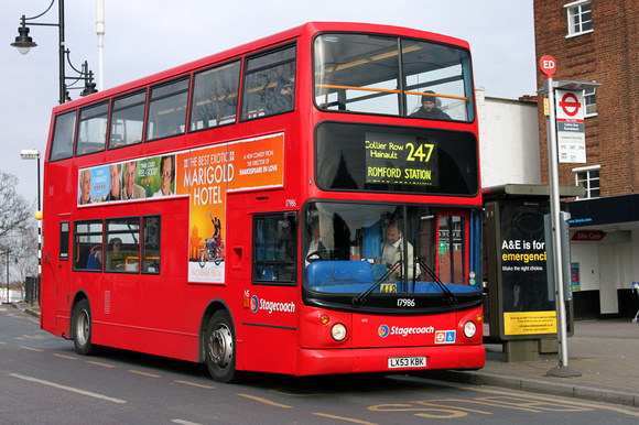Route 247, Stagecoach London 17986, LX53KBK, Collier Row