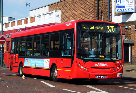 Route 370, Arriva Southend 4010, GN08CHH, Romford
