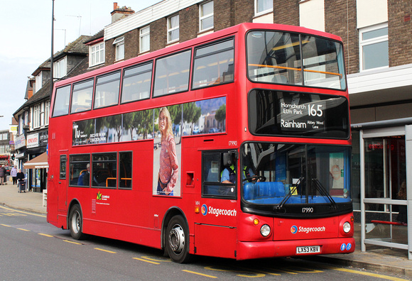 Route 165, Stagecoach London 17990, LX53KBV, Hornchurch
