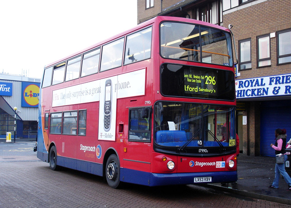 Route 296, Stagecoach London 17990, LX53KBV, Romford