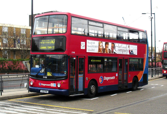 Route 147, Stagecoach London 17498, LX51FMZ, Canning Town