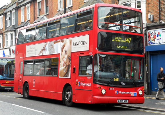 Route 147, Stagecoach London 17260, X374NNO, East Ham