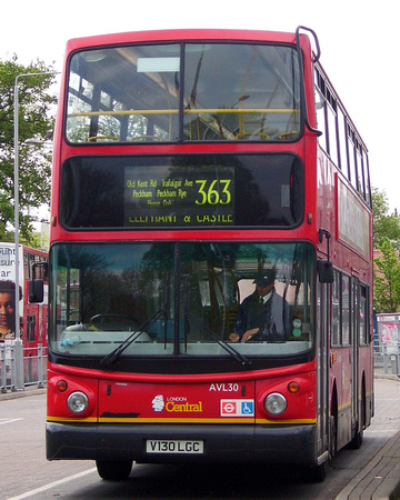 Route 363, London Central, AVL30, V130LGC, Crystal Palace