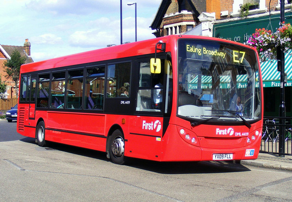 Route E7, First London, DML44119, YX09FLL, Ealing