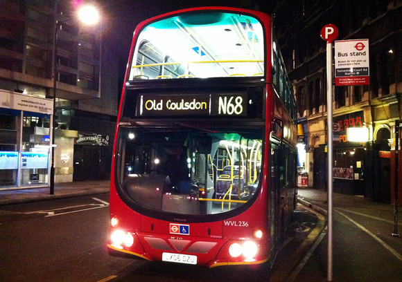 Route N68, London Central, WVL236, LX06DZU, Centrepoint