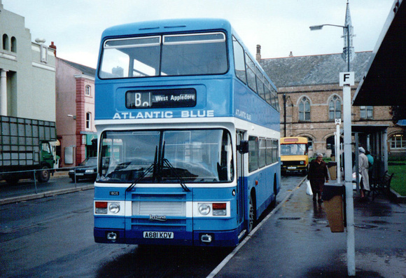 Red Bus North Devon 1805, A681KDV, Barnstaple