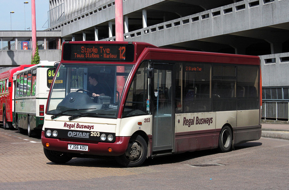 Route 2, Regal Busways 203, YJ56AOU, Harlow Bus Station