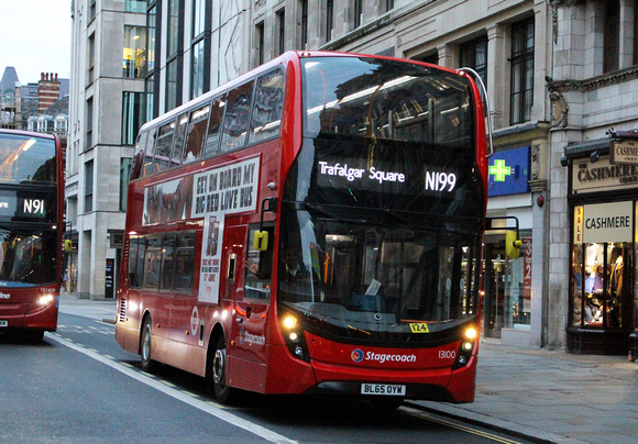 Route N199, Stagecoach London 13100, BL65OYW, The Strand