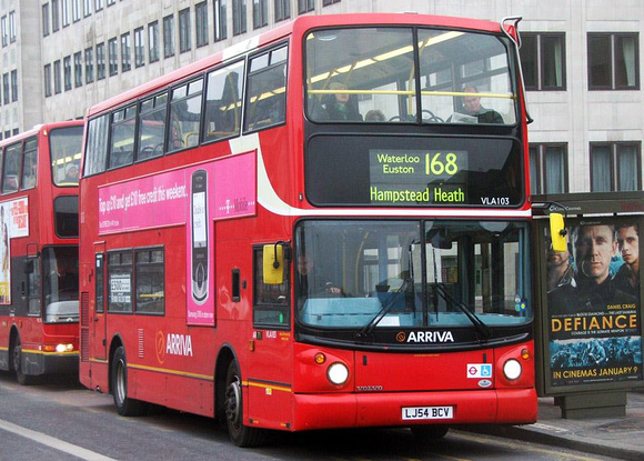 Route 168, Arriva London, VLA103, LJ54BCV, Waterloo Bridge