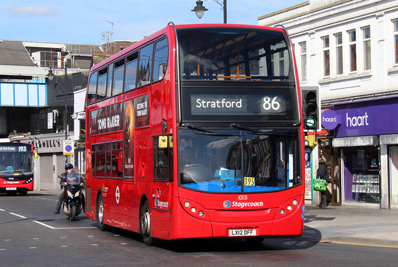 Route 86, Stagecoach London 10131, LX12DFF, Romford Station