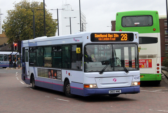 Route 28, First Essex 42487, SN03WME, Southend Bus Station