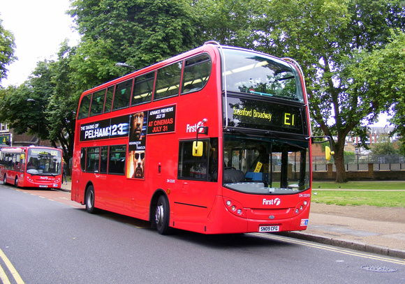 Route E1, First London, DN33593, SN09CFG, Ealing