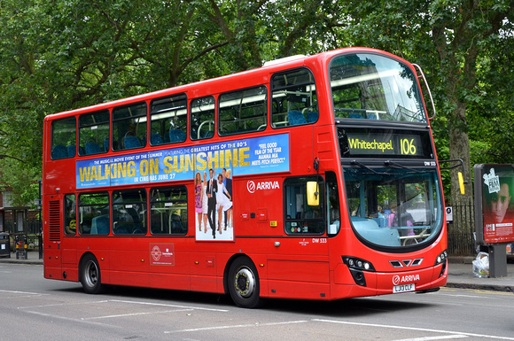 Route 106, Arriva London, DW533, LJ13CLF, Bethnal Green