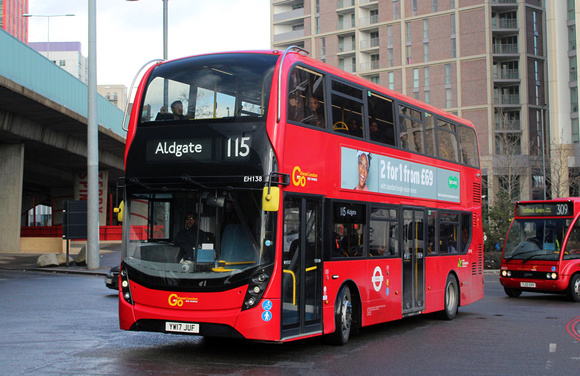 Route 115, Go Ahead London, EH138, YW17JUF, Canning Town