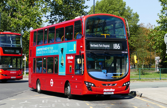 Route 186, Metroline, VW1400, LK62DVL, Northwick Park Hospital