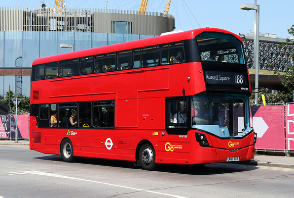 Route 188, Go Ahead London, WHV189, LF67EXZ, North Greenwich
