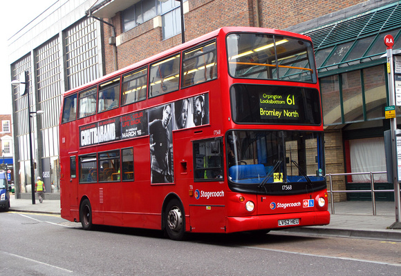 Route 61, Stagecoach London 17568, LV52HEU, Bromley