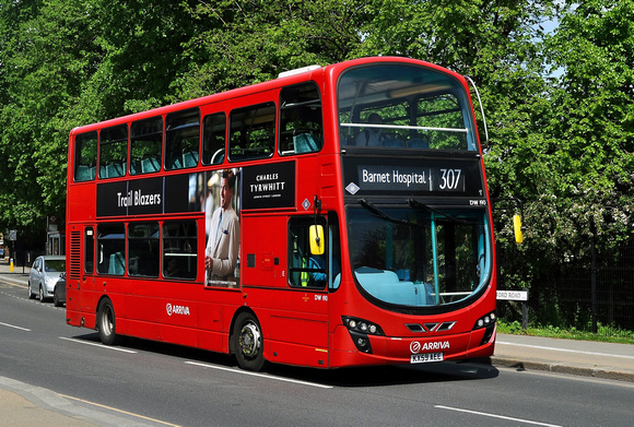 Route 307, Arriva London, DW190, KX59AEE, Ponders End