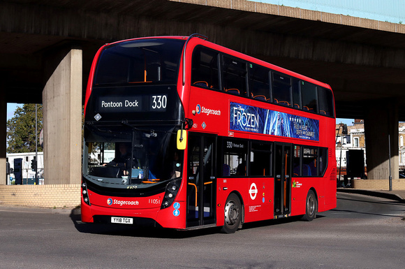 Route 330, Stagecoach London 11051, YY18TGX, Canning Town