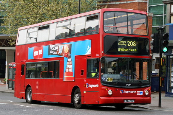 Route 208, Stagecoach London 17344, X344NNO, Bromley
