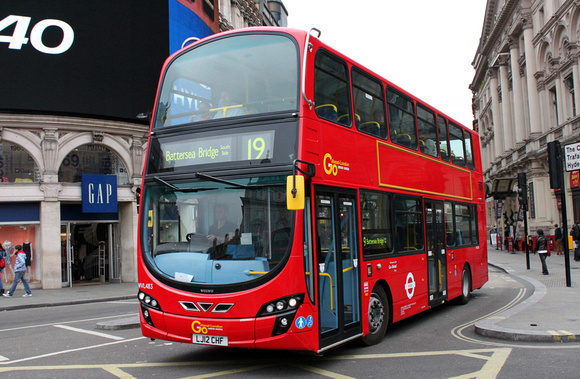 Route 19, Go Ahead London, WVL483, LJ12CHF, Piccadilly Circus
