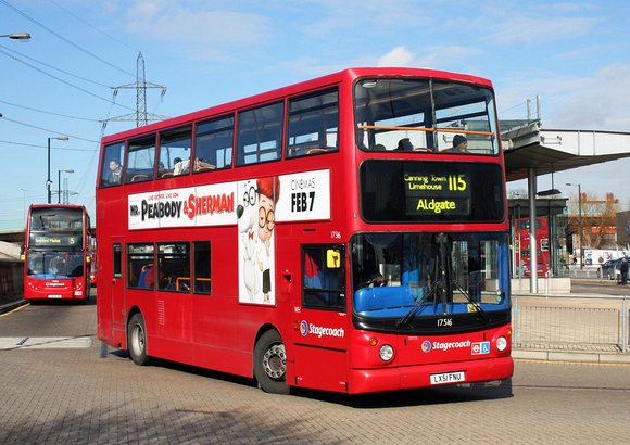Route 115, Stagecoach London 17516, LX51FNU, Canning Town