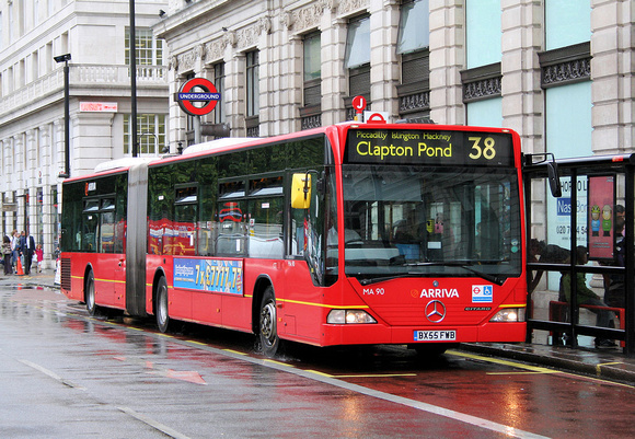 Route 38, Arriva London, MA90, BX55FWB, Piccadilly