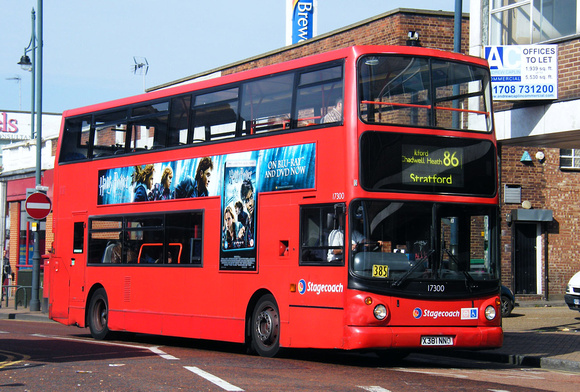 Route 86, Stagecoach London 17300, X381NNO, Romford