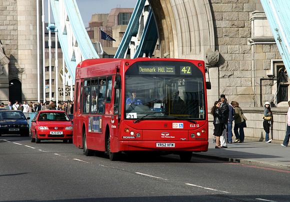 Route 42, East Thames Buses, ELS13, YR52VFM, Tower Bridge