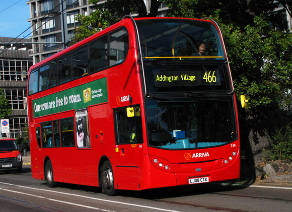 Route 466, Arriva London, T49, LJ08CTK, Croydon