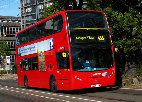 Route 466, Arriva London, T56, LJ08CYK, Croydon
