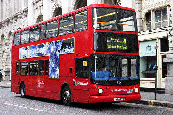 Route 8, Stagecoach London 18216, LX04FXD, Bank