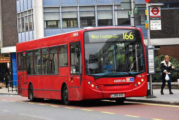 Route 166, Arriva London, ENL27, LJ58AVD, Croydon