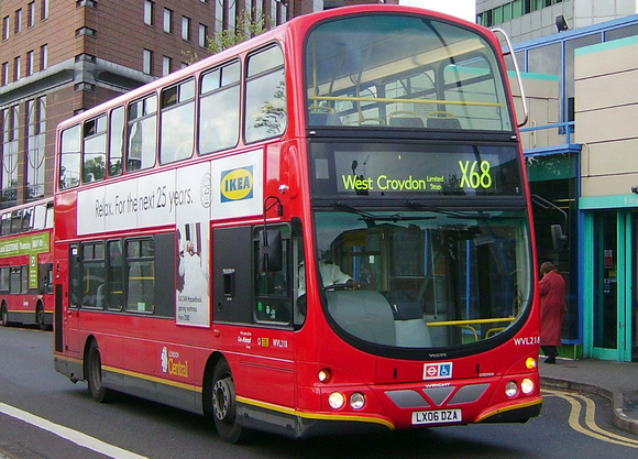 Route X68, London Central, WVL218, LX06DZA, Croydon