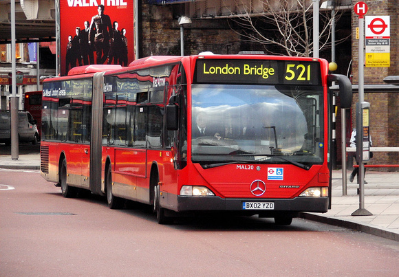 Route 521, London General, MAL20, BX02YZD, Waterloo