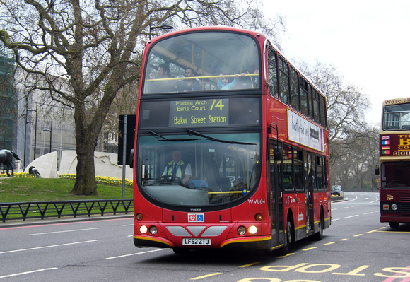 Route 74, London General, WVL64, LF52ZTJ, Marble Arch