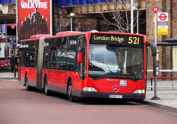 Route 521, London General, MAL12, BX02YYT, Waterloo