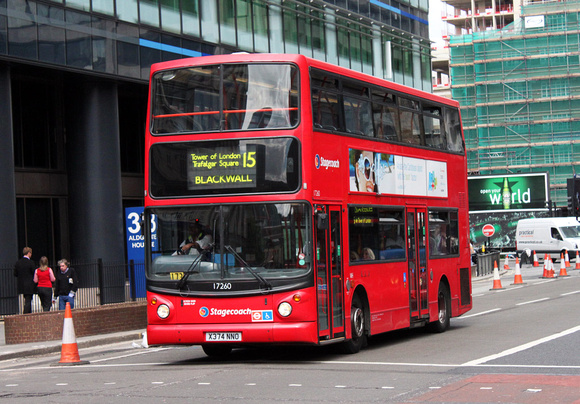 Route 15, Stagecoach London 17260, X374NNO, Aldgate