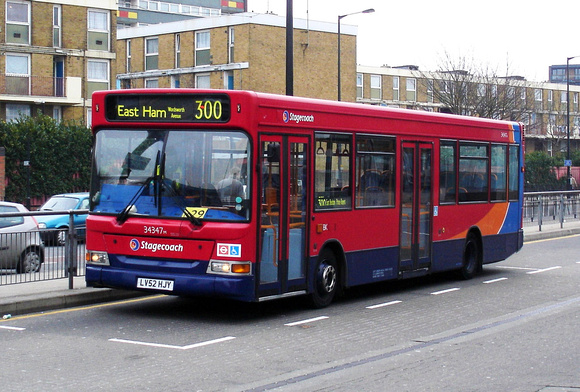 Route 300, Stagecoach London 34347, LV52HJY, Canning Town