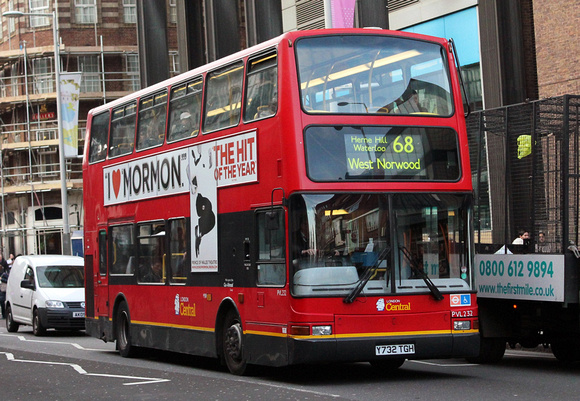 Route 68, London Central, PVL232, Y732TGH, Waterloo
