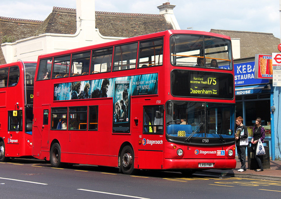 Route 175, Stagecoach London 17513, LX51FNR, Romford Station