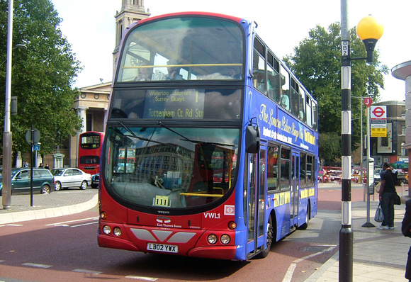 Route 1, East Thames Buses, VWL1, LB02YWX, Waterloo