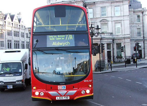 Route 77A, London General, WVL167, LX05FBD, Trafalgar Square
