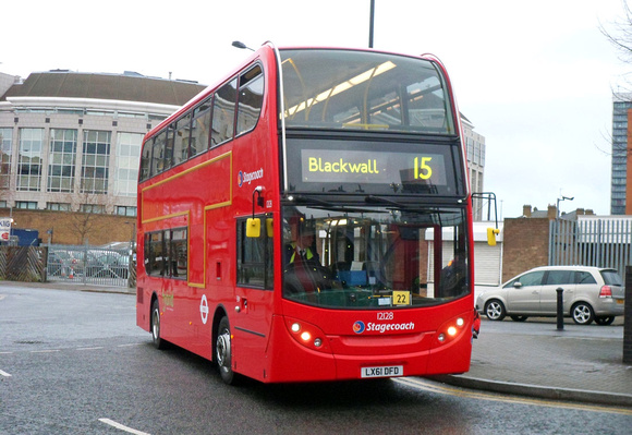 Route 15, Stagecoach London 12128, LX61DFD, Blackwall