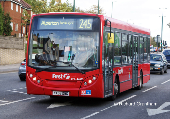 Route 245, First London, DML44033, YX58DWG, Wembley