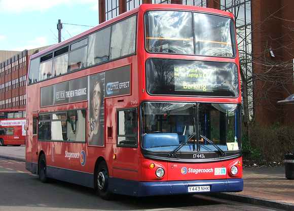 Route 87, Stagecoach London 17443s, Y443NHK, Romford
