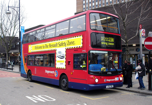 Route 238, Stagecoach London 17492, LX51FMM, Stratford